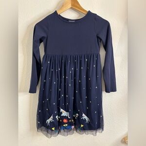 Hanna Andersson Navy Dress with Unicorn Embroidery